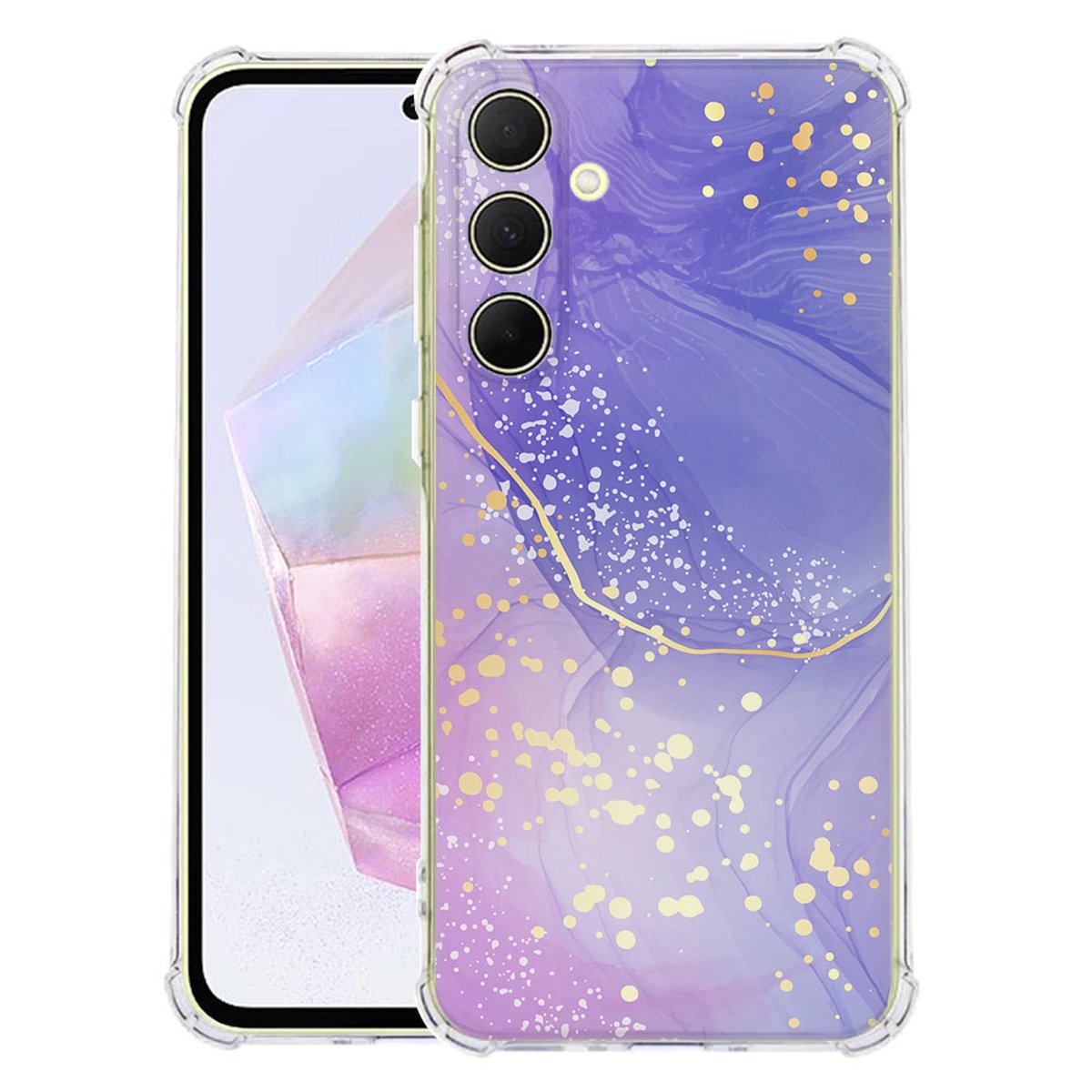 Samsung Galaxy A56 Hoesje Watercolor Paars TPU Antishock achterkant voorkant