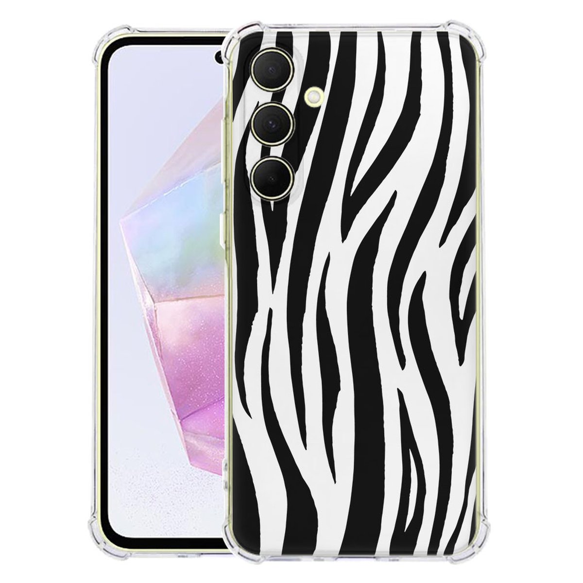 Samsung Galaxy A56 Hoesje Zebra TPU Antishock dierenprint aanzicht