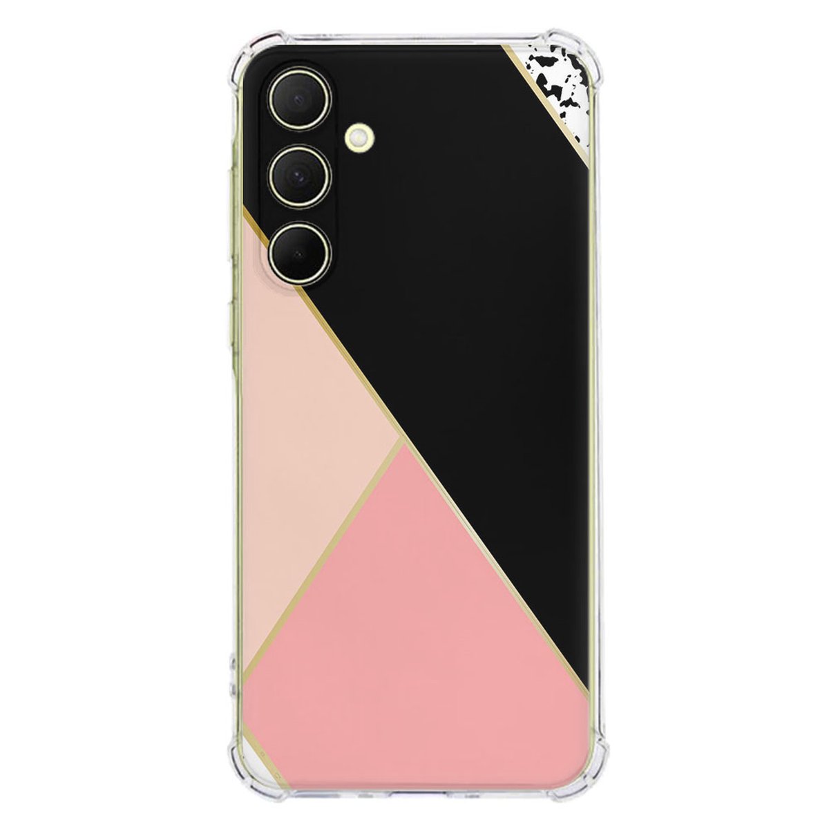 Samsung Galaxy A56 Hoesje - Zwart Roze Vormen TPU Antishock design zwart roze achterkant