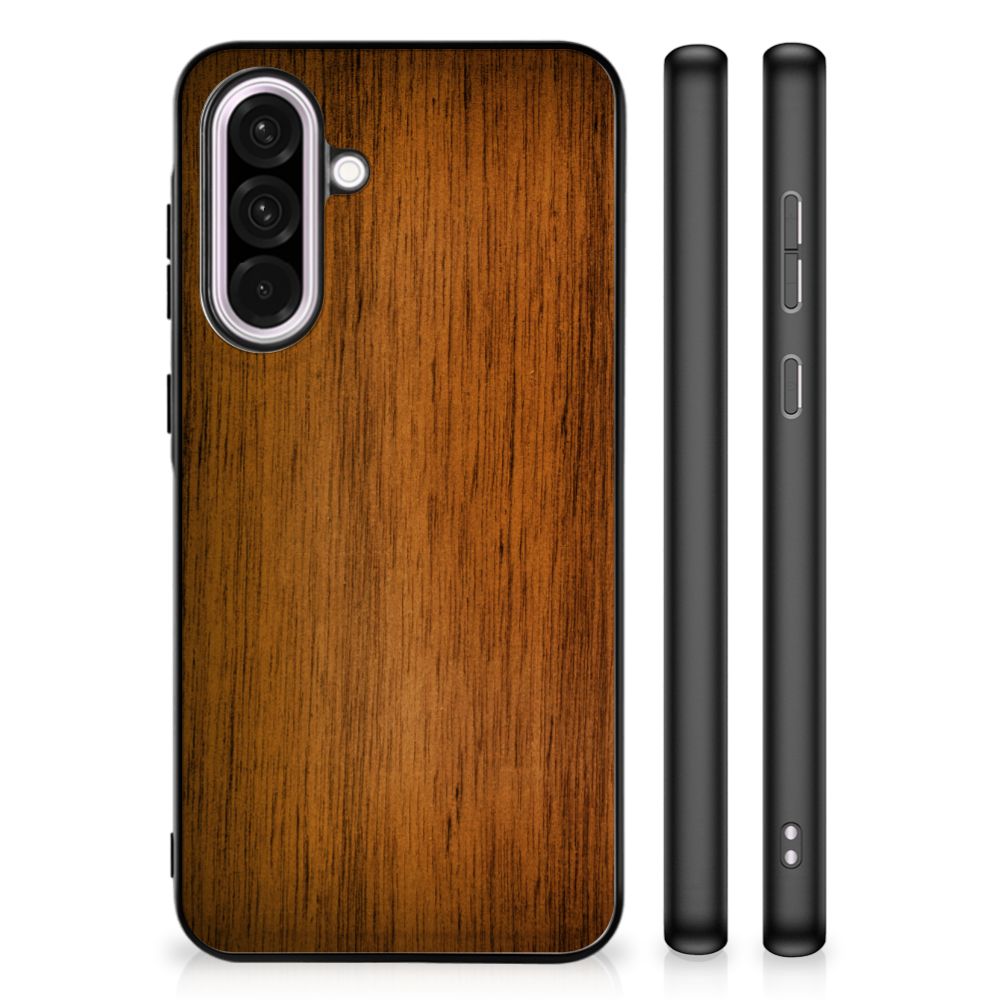 Samsung Galaxy A56 Houten Print Telefoonhoesje Donker Hout back cover hout print aanzicht