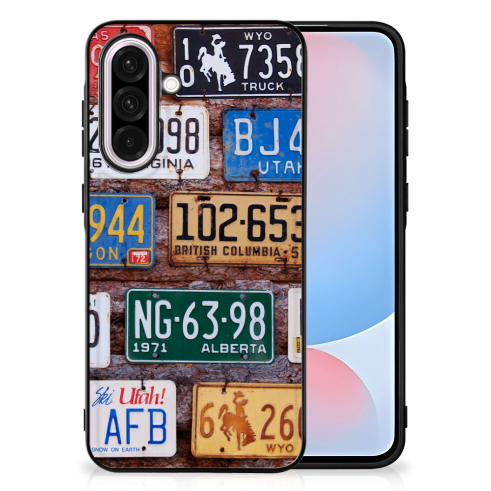 Samsung Galaxy A56 Silicone Back Case Kentekenplaten vintage print achterkant