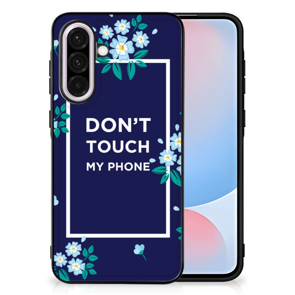 Samsung Galaxy A56 Telefoon Hoesje Flowers Blue DTMP hoesje don't touch my phone bloemen ontwerp vooraanzicht