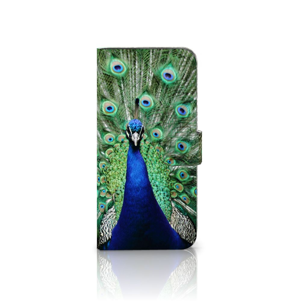 Samsung Galaxy A56 Telefoonhoesje met Pasjes Pauw telefoonhoesje pauw design vooraanzicht