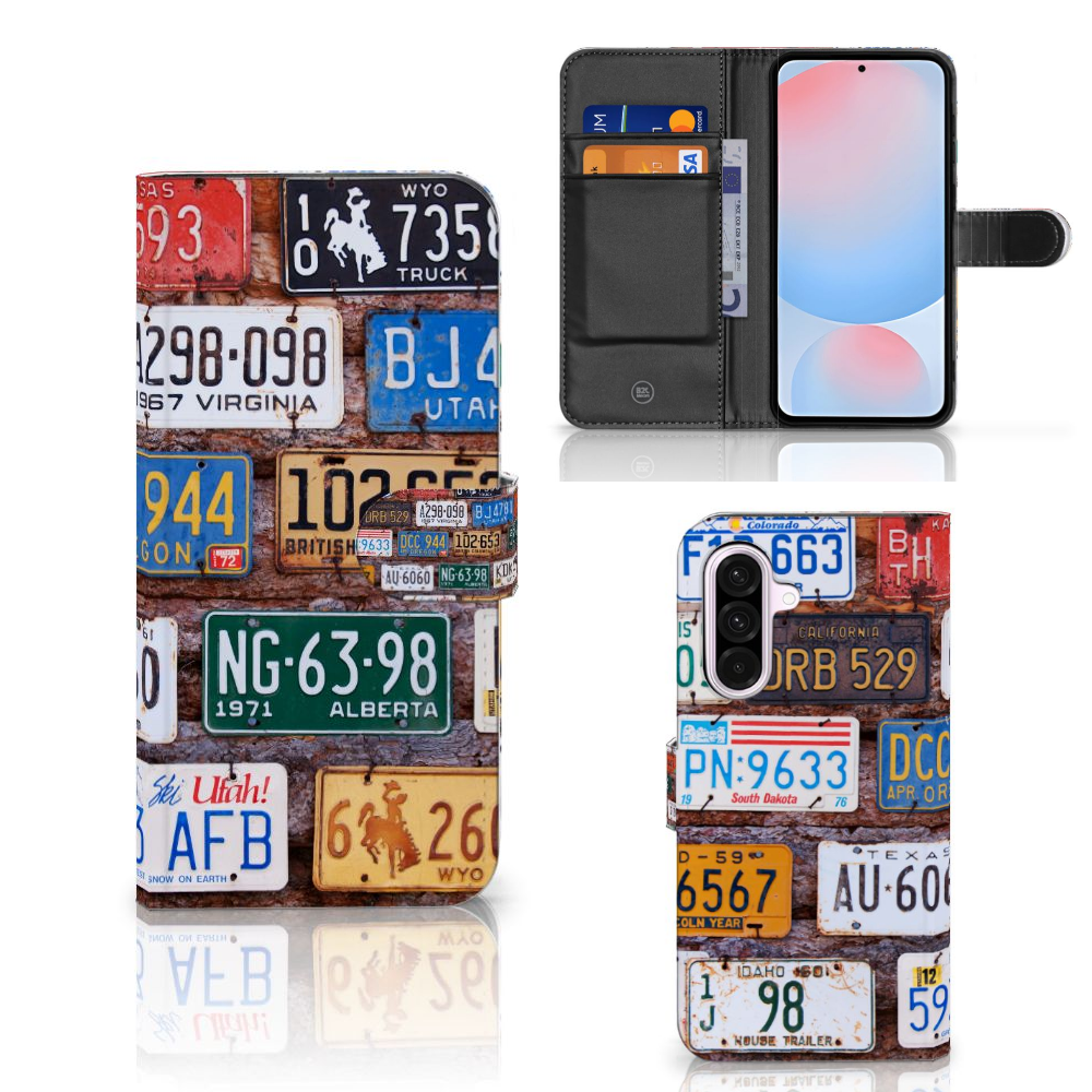 Samsung Galaxy A56 Telefoonhoesje met foto Kentekenplaten Telefoonhoesje collage kentekenplaten voorkant binnenzijde