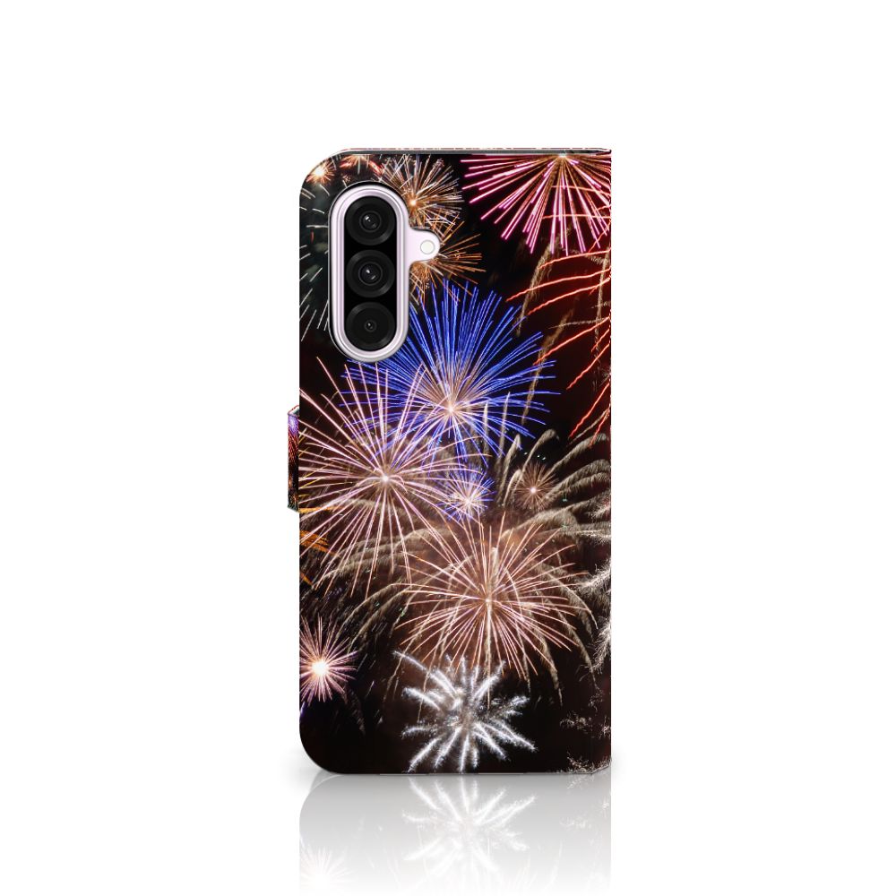 Samsung Galaxy A56 Wallet Case met Pasjes Vuurwerk siervuurwerk kleurrijk aanzicht