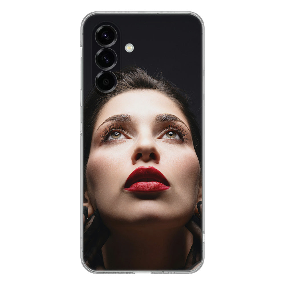 Samsung Galaxy A56 hoesje transparant TPU zelf ontwerpen gezicht onderaanzicht