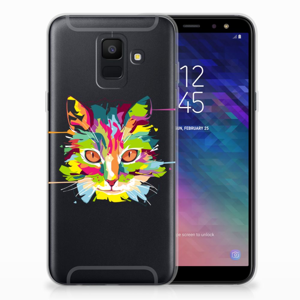 Samsung Galaxy A6 (2018) Telefoonhoesje met Naam Cat Color achterzijde aanzicht
