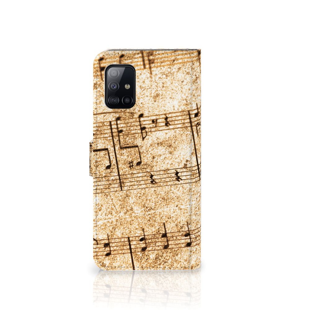 Samsung Galaxy A71 Telefoonhoesje met foto Bladmuziek telefoonhoesje bladmuziek design aanzicht