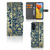 Samsung Galaxy M14 Hoesje Beige Flowers design donkerblauw bloemen voorkant binnenkant