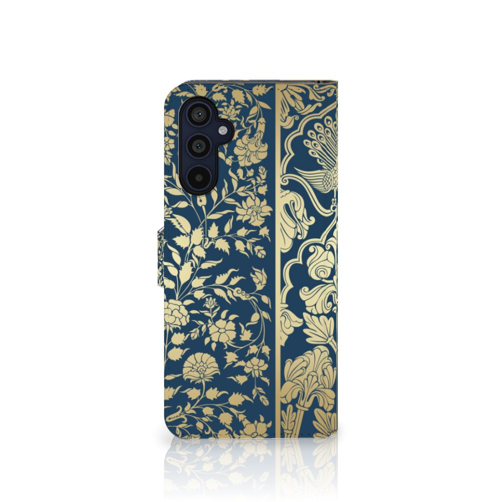 Samsung Galaxy M14 Hoesje Beige Flowers hoesje bloemen design zijkant