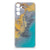 Samsung Galaxy M14 TPU Siliconen Hoesje Marble Blue Gold achterkant marmer blauw goud