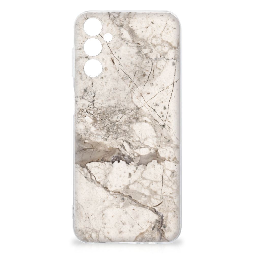 Samsung Galaxy M14 TPU Siliconen Hoesje Marmer Beige achterkant marmer design look
