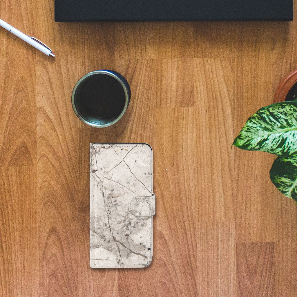 Samsung Galaxy M21 | M30s Bookcase Marmer Beige design marmer bovenaanzicht