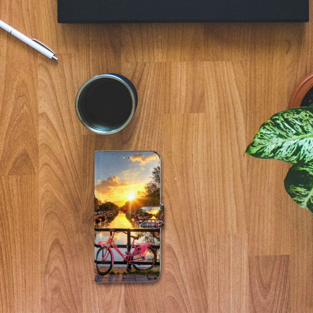 Samsung Galaxy M21 | M30s Flip Cover Amsterdamse Grachten met fiets en zonsondergang