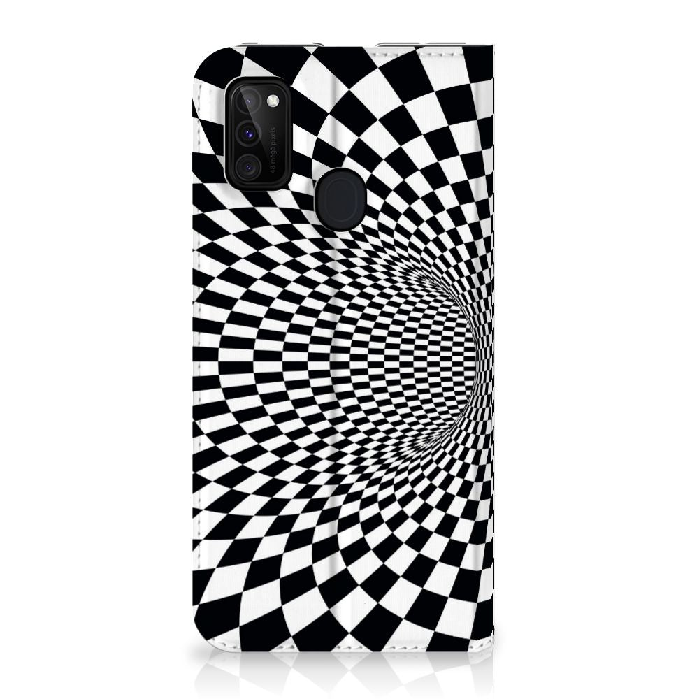 Samsung Galaxy M30s | M21 Stand Case Illusie zwart wit design view