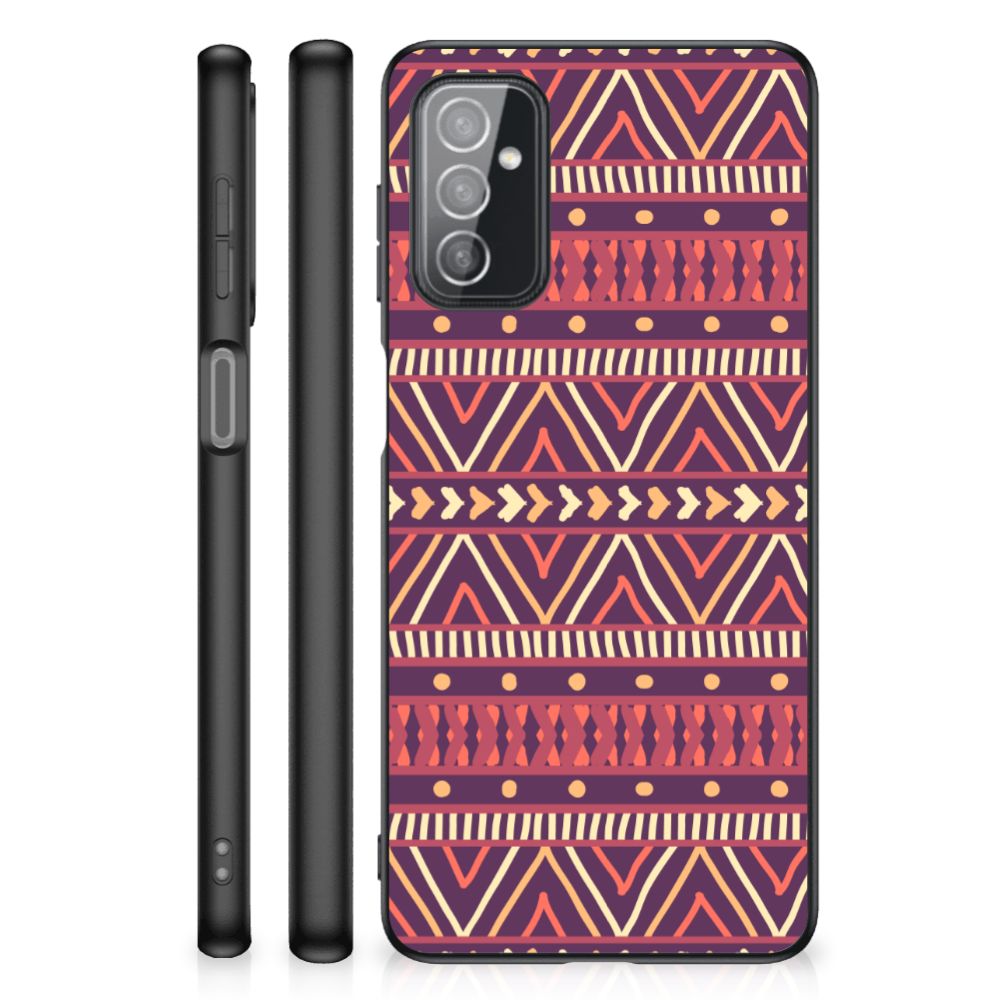 Samsung Galaxy M52 Back Case Aztec Paars back cover patroon design zijkanten
