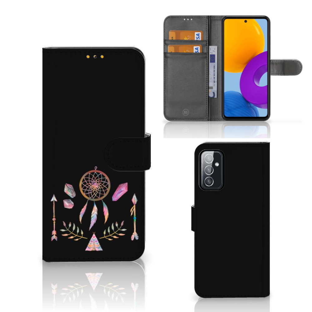 Samsung Galaxy M52 Leuk Hoesje Boho Dreamcatcher producttype designnaam voorkant zijkant binnenkant