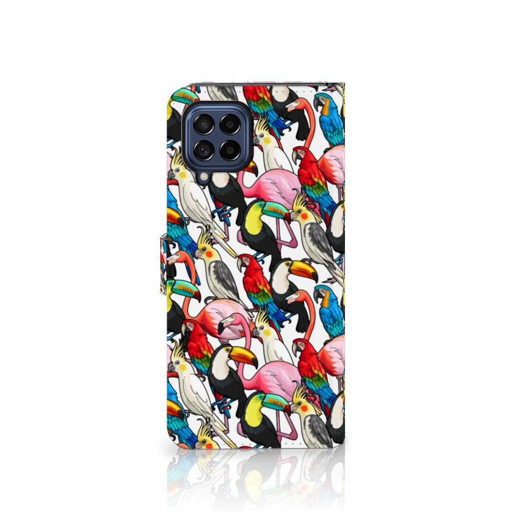 Samsung Galaxy M53 Telefoonhoesje met Pasjes Birds telefoonhoesje vogels kleurig