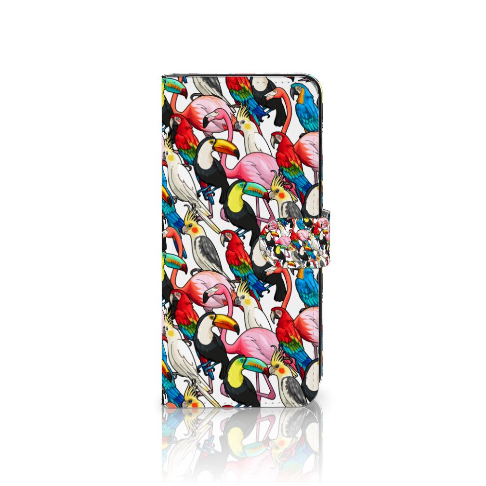 Samsung Galaxy M53 Telefoonhoesje met Pasjes Birds telefoonhoesje designnaam vogels aanzicht