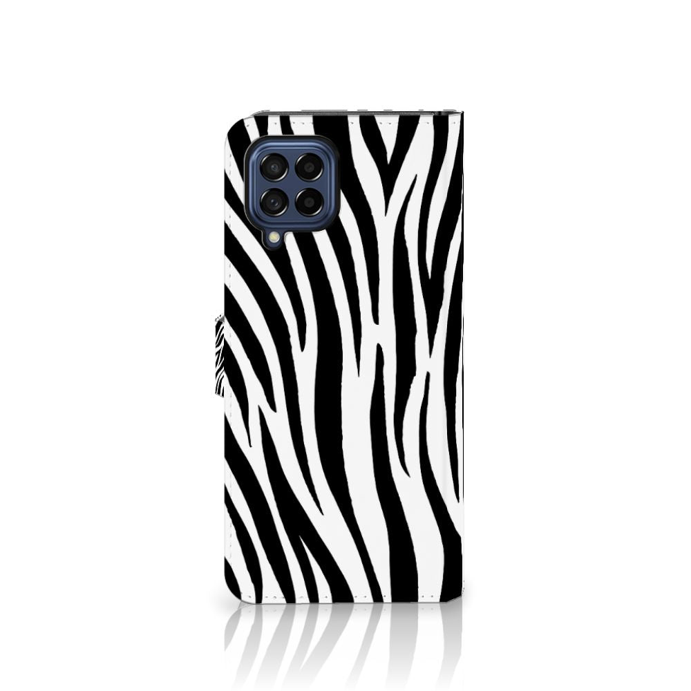 Samsung Galaxy M53 Telefoonhoesje met Pasjes Zebra telefoonhoes zebraprint voorkant