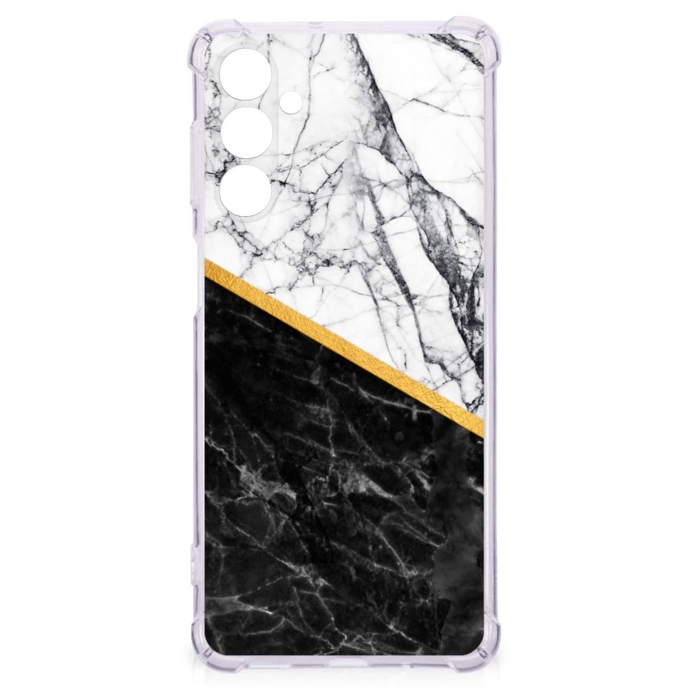 Samsung Galaxy M54 Anti-Shock Hoesje Marmer Wit Zwart - Origineel Cadeau Man B2C Telecom