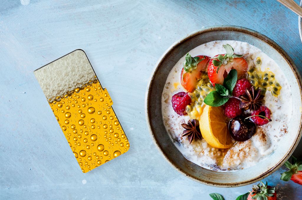 Samsung Galaxy M54 Book Cover Bier design Bier print aanzicht