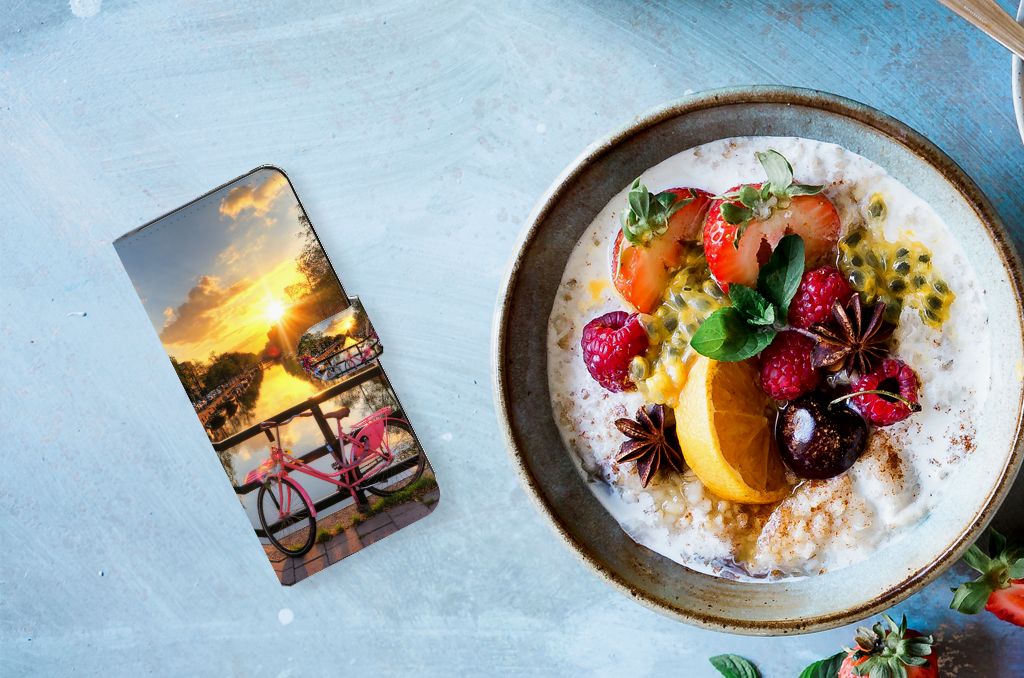 Samsung Galaxy M54 Flip Cover Amsterdamse Grachten designnaam aanzicht