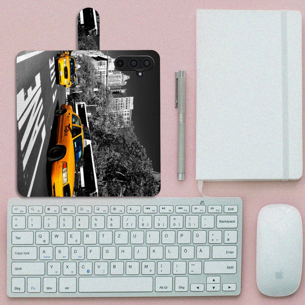 Samsung Galaxy M54 Flip Cover New York Taxi design hoesje aanzicht