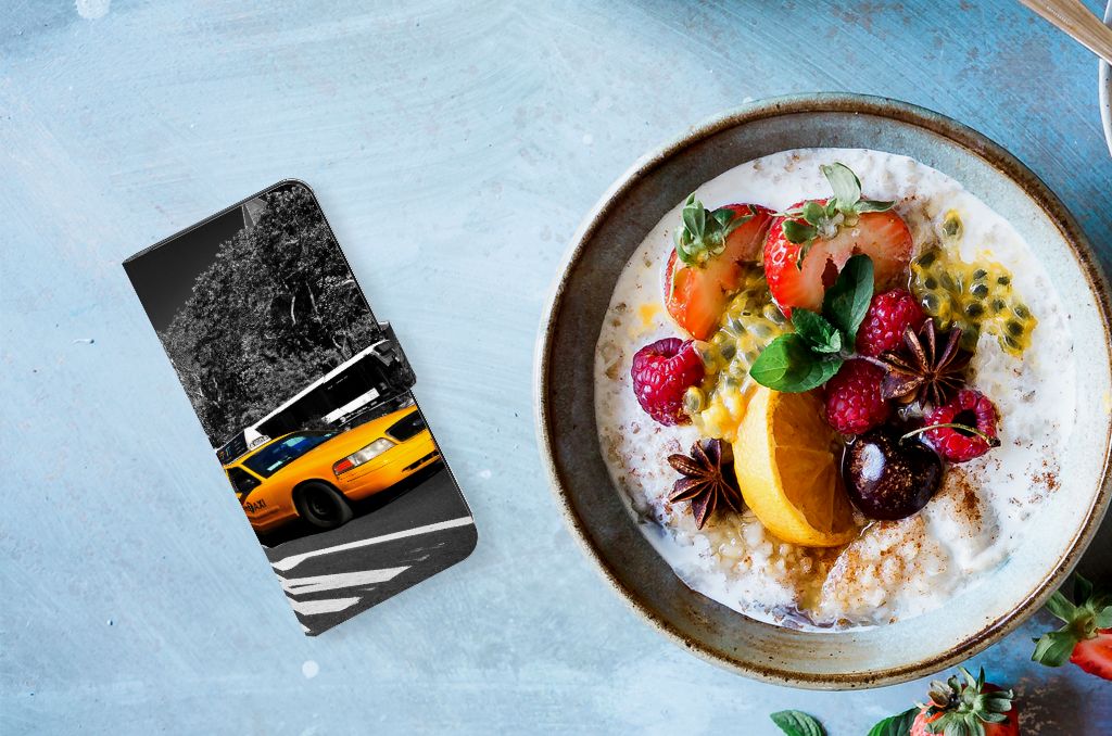 Samsung Galaxy M54 Flip Cover New York Taxi design hoesje aanzicht