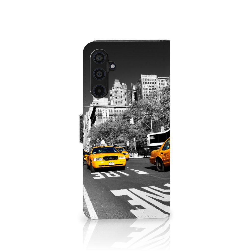 Samsung Galaxy M54 Flip Cover New York Taxi design hoesje aanzicht