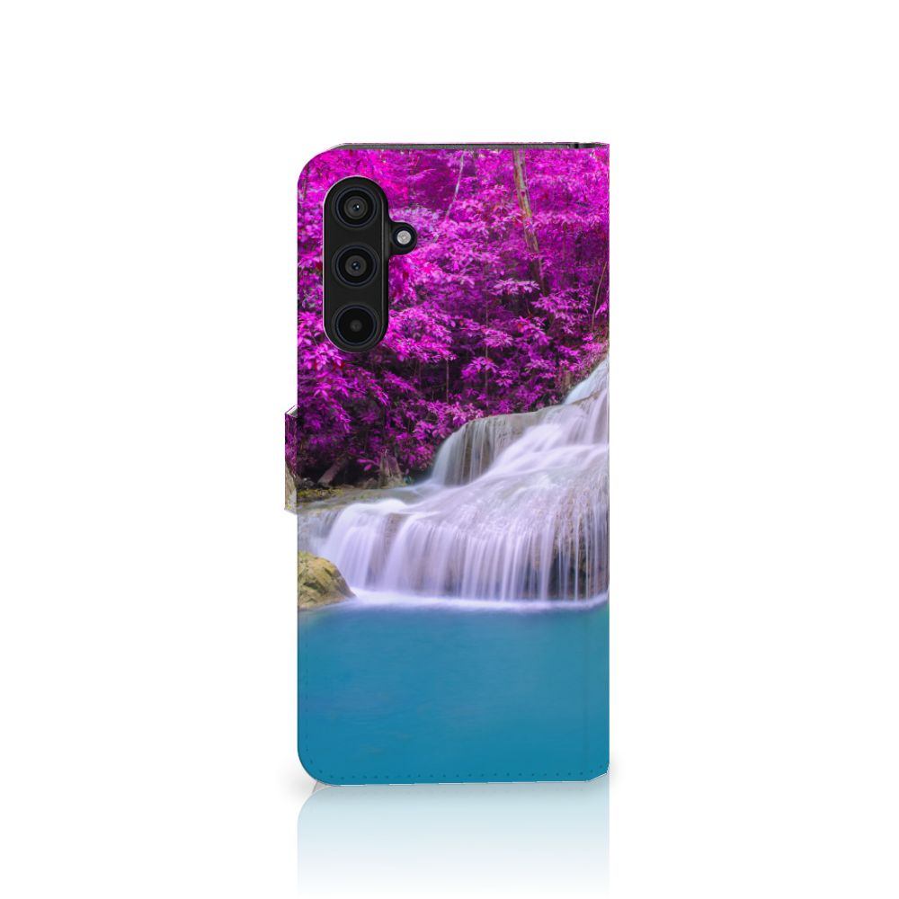 Samsung Galaxy M54 Flip Cover Waterval flipcover waterval paarse bomen