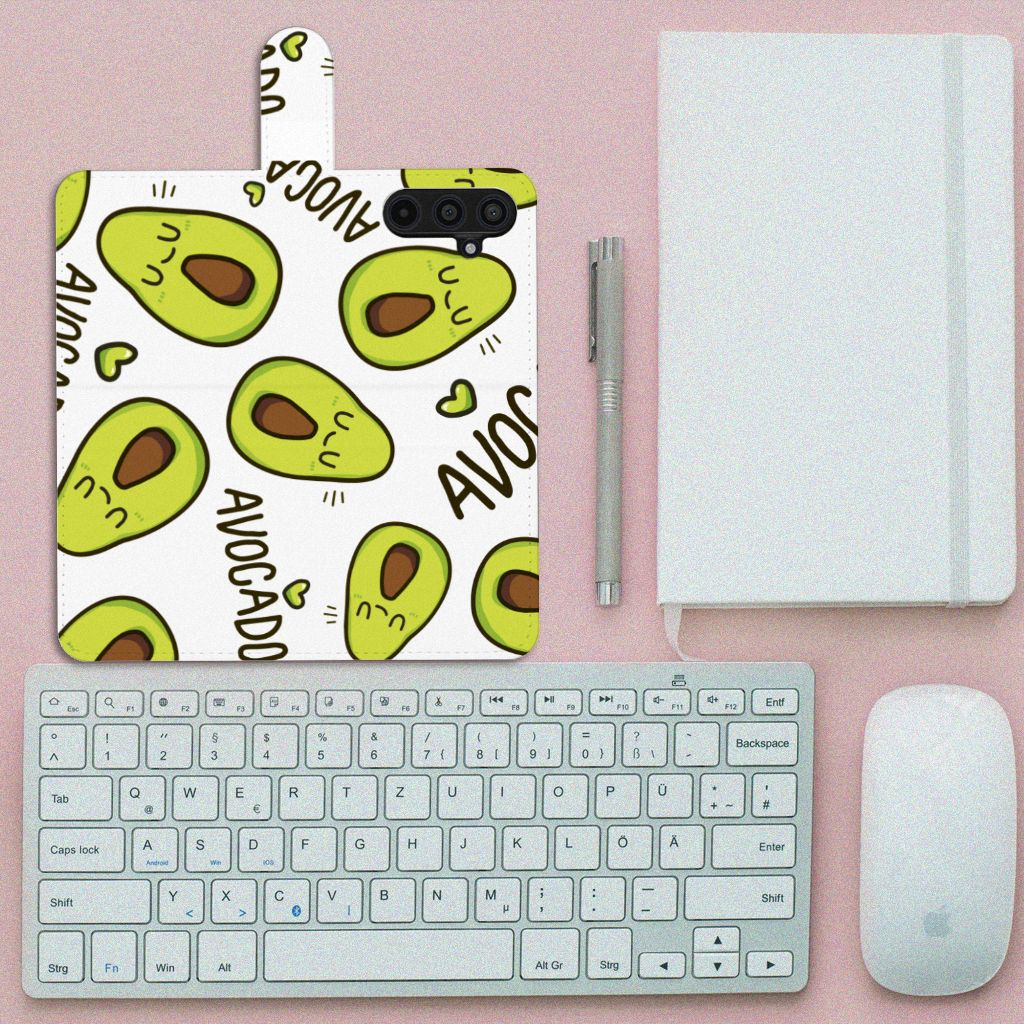 Samsung Galaxy M54 Leuk Hoesje Avocado Singing telefoonhoesje avocado's design bovenaanzicht