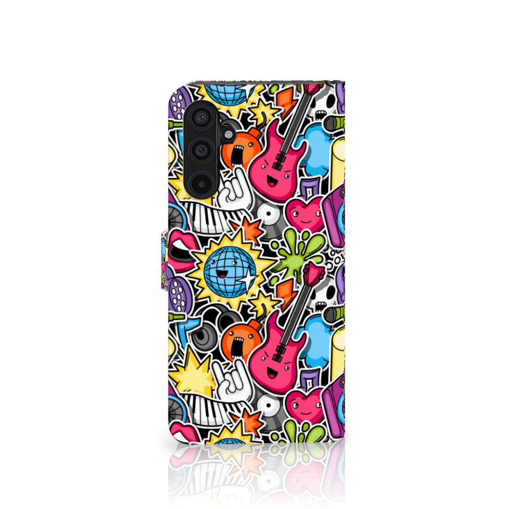 Samsung Galaxy M54 Wallet Case met Pasjes Punk Rock designnaam aanzicht