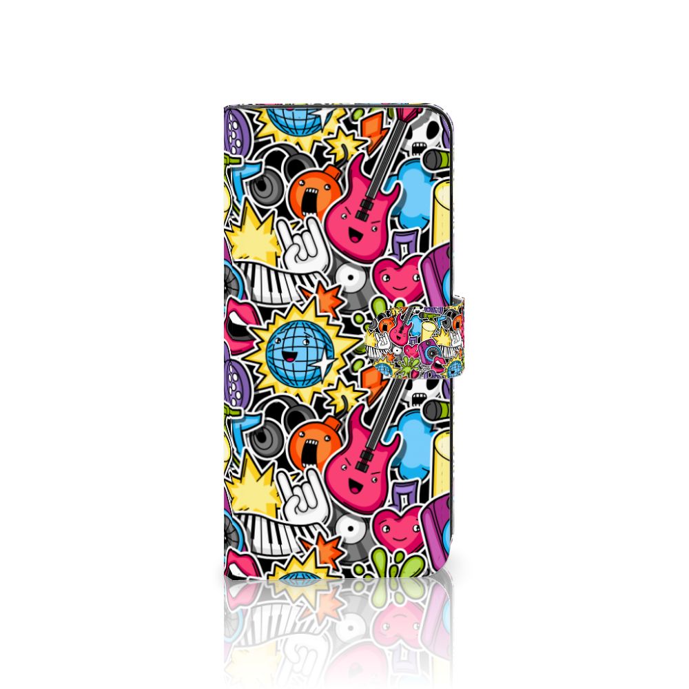 Samsung Galaxy M54 Wallet Case met Pasjes Punk Rock ontwerp kleurrijk guitaar disco