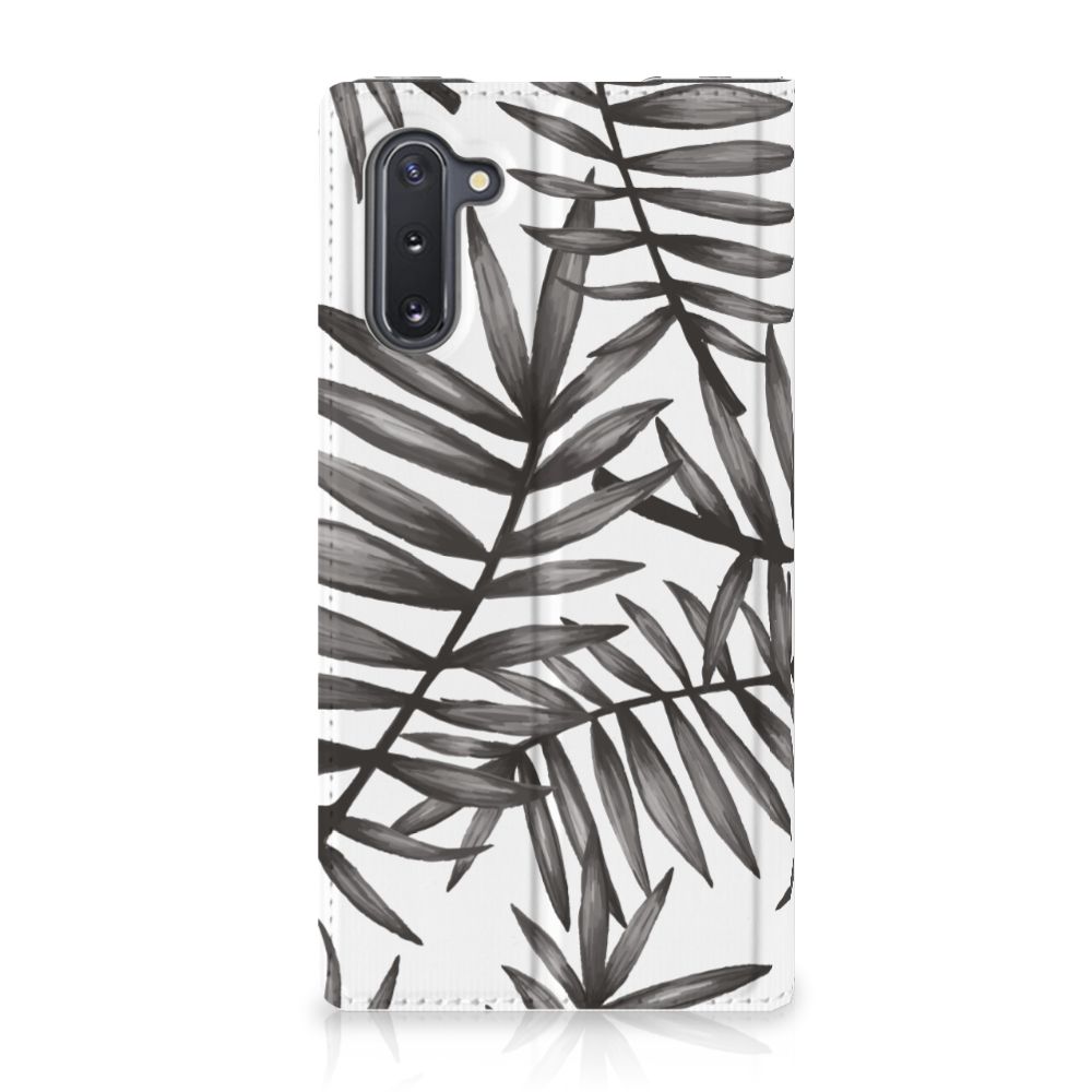 Samsung Galaxy Note 10 Smart Cover Leaves Grey telefoonhoesje zwart wit design