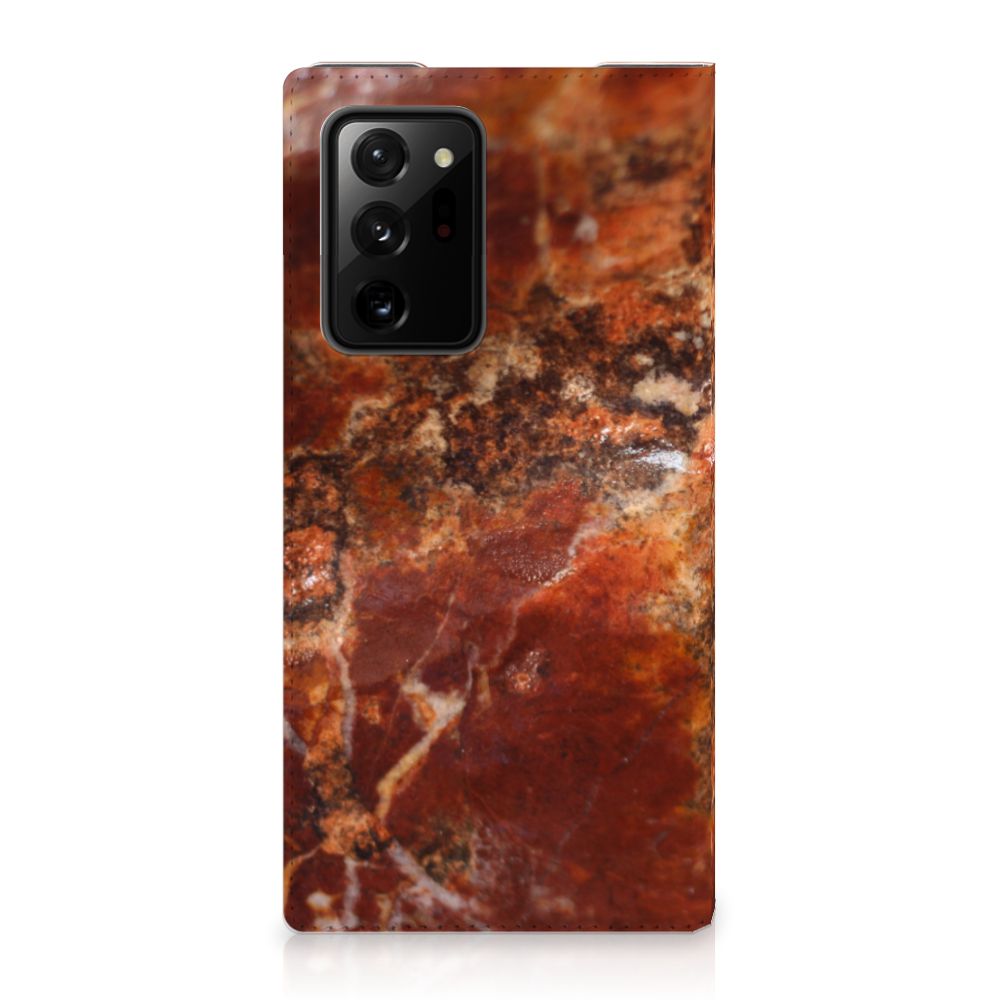 Samsung Galaxy Note 20 Ultra Standcase Marmer Bruin design bruin aanzicht