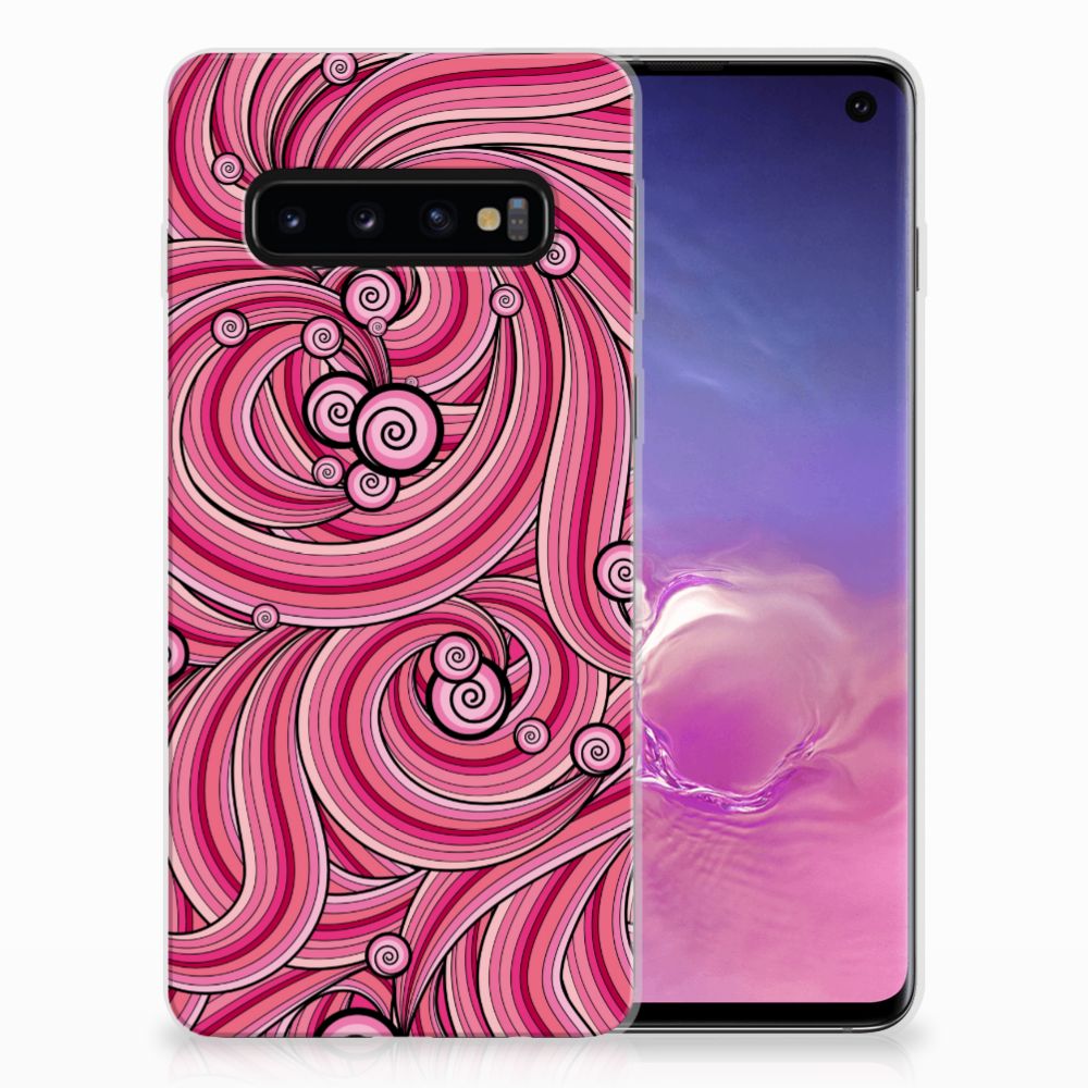 Samsung Galaxy S10 Hoesje maken Swirl Pink hoesje swirl roze aanzicht