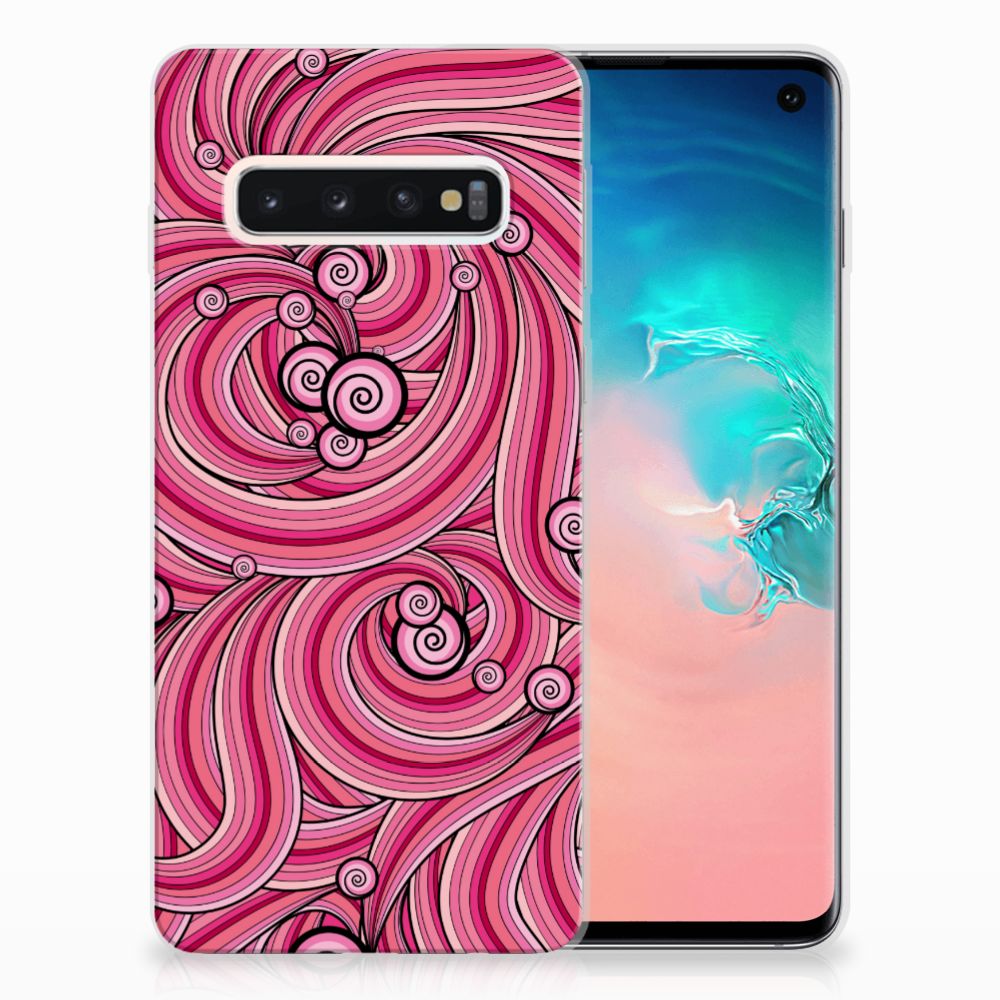 Samsung Galaxy S10 Hoesje maken Swirl Pink hoesje swirl roze aanzicht
