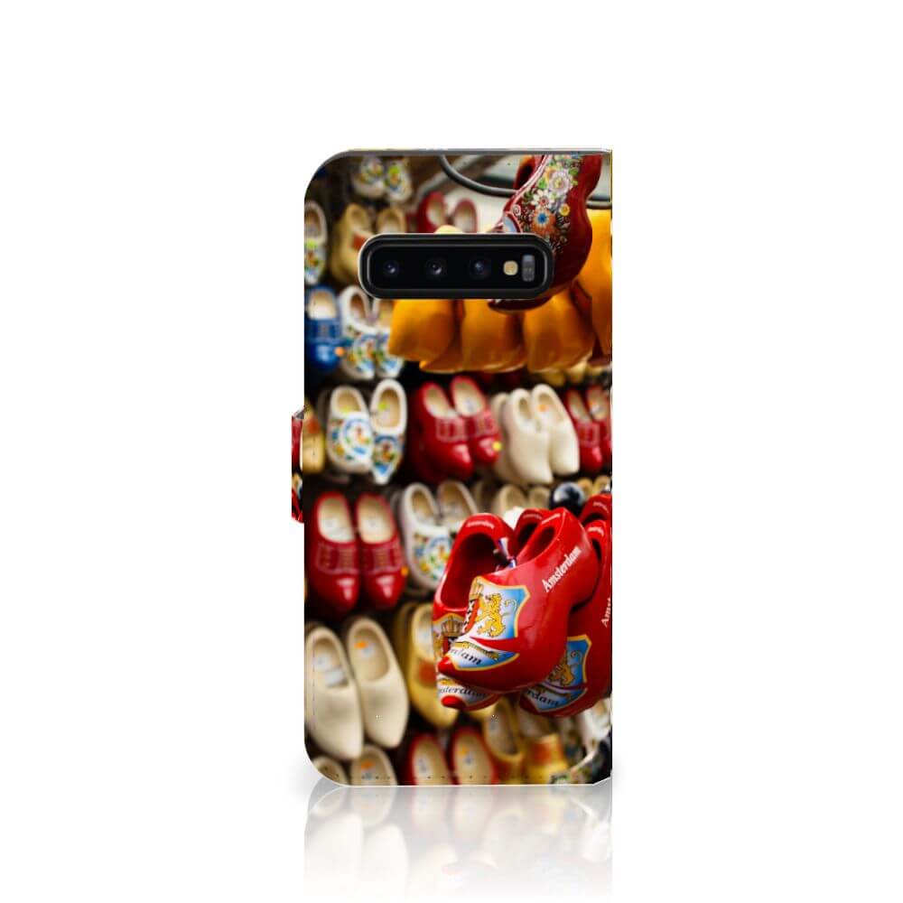 Samsung Galaxy S10 Plus Flip Cover Klompen klompen design kleurrijk aanzicht