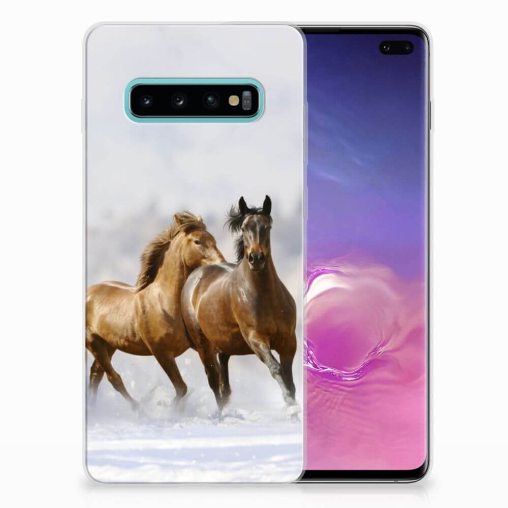 Samsung Galaxy S10 Plus TPU Hoesje Paarden print paarden vooraanzicht