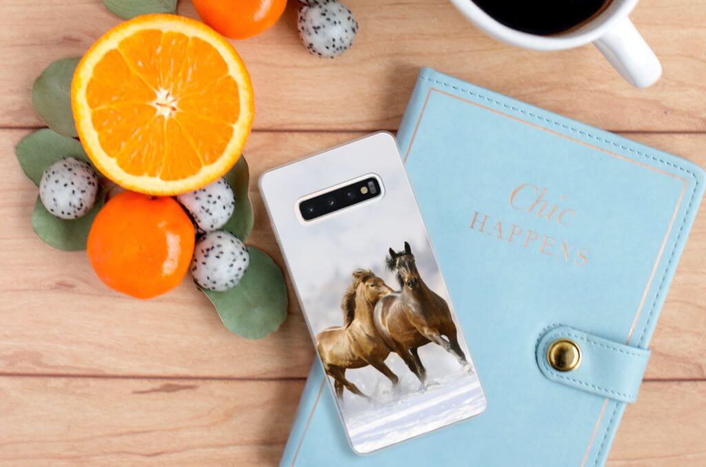 Samsung Galaxy S10 Plus TPU Hoesje Paarden paarden design hoesje aanzicht