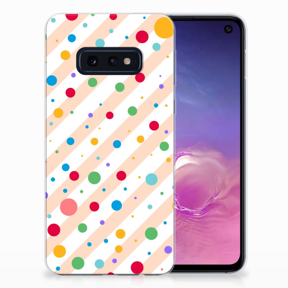 Samsung Galaxy S10e TPU bumper Dots met kleurrijke stippen voor bescherming en stijl. 🎨