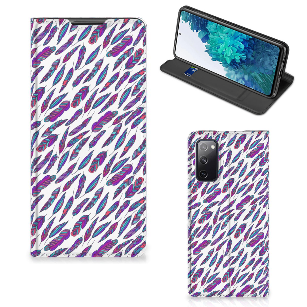 Samsung Galaxy S20 FE Hoesje met Magneet Feathers Color telefoonhoesje design aanzicht