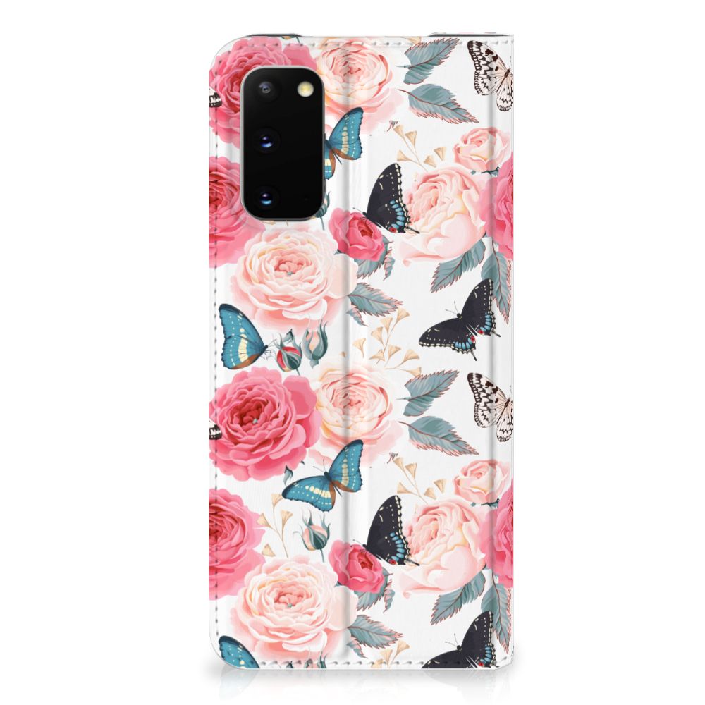 Samsung Galaxy S20 Smart Cover Butterfly Roses voorkant bloemen vlinders