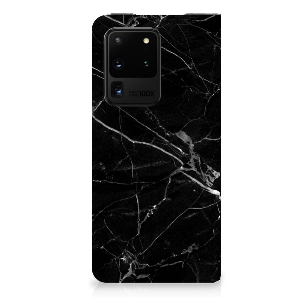 Samsung Galaxy S20 Ultra Standcase Marmer Zwart design zwart marmer achterkant