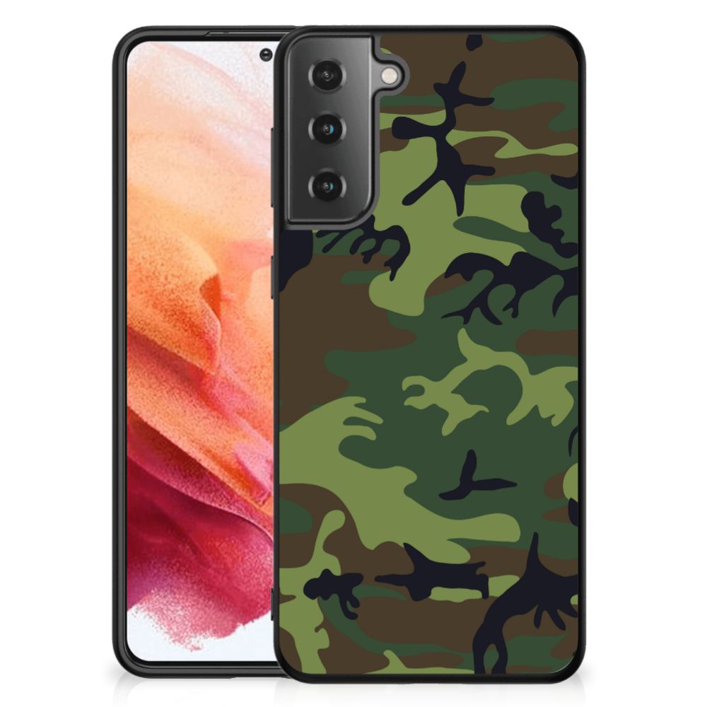 Samsung Galaxy S21 Back Case Army Dark patronen camouflage voorkant