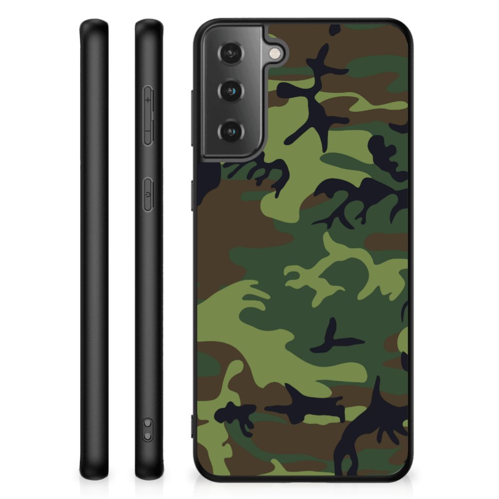 Samsung Galaxy S21 Back Case Army Dark camouflage design achterkant