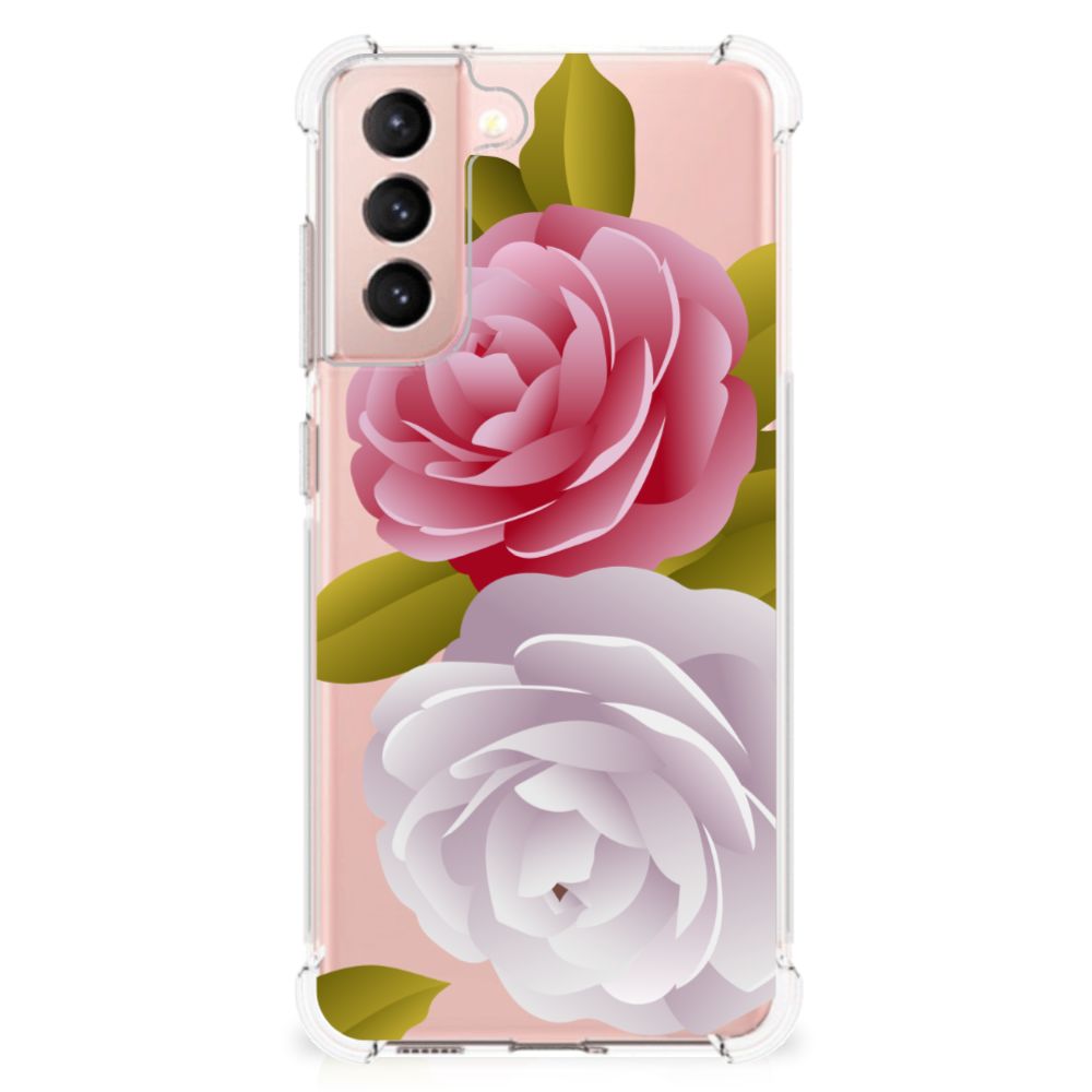 Samsung Galaxy S21 FE Case Roses bloemen design achterkant