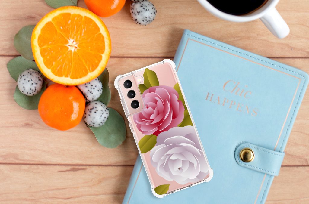 Samsung Galaxy S21 FE Case Roses bloemen design bovenaanzicht