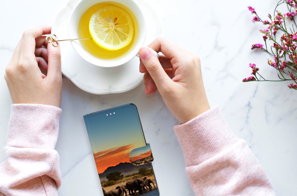 Samsung Galaxy S21 FE Telefoonhoesje met Pasjes Olifanten
